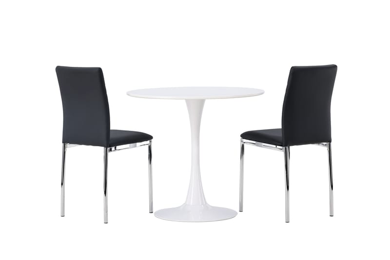 Hamden Matgrupp  80 cm Rund med 2 Lily stolar - Svart - Möbler - Bord & matgrupper - Matgrupper