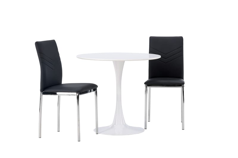 Hamden Matgrupp  80 cm Rund med 2 Lily stolar - Svart - Möbler - Bord & matgrupper - Matgrupper