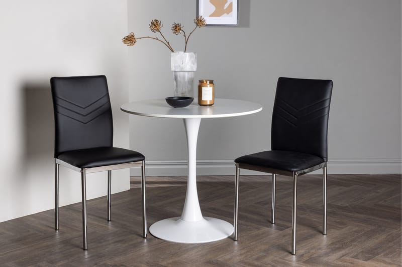 Hamden Matgrupp  80 cm Rund med 2 Lily stolar - Svart - Möbler - Bord & matgrupper - Matgrupper