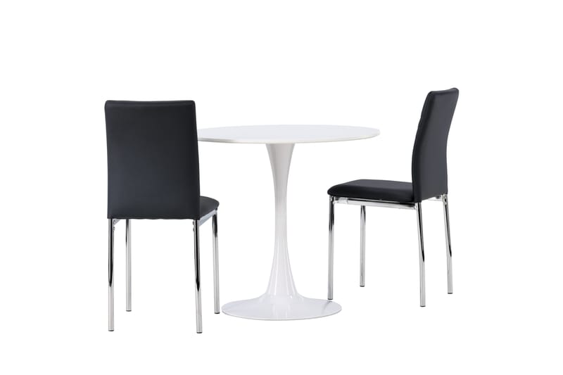 Hamden Matgrupp  80 cm Rund med 2 Lily stolar - Svart - Möbler - Bord & matgrupper - Matgrupper