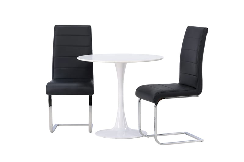 Hamden Matgrupp  80 cm Rund med 2 Tempo stolar - Svart - Möbler - Bord & matgrupper - Matgrupper