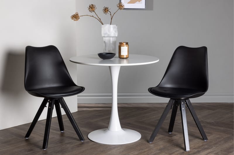 Hamden Matgrupp  80 cm Rund med 2 Zeno stolar - Svart - Möbler - Bord & matgrupper - Matgrupper