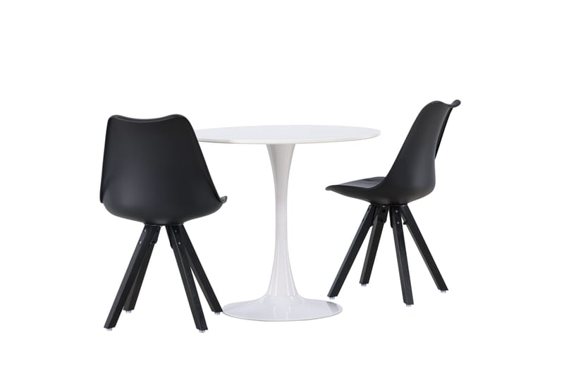Hamden Matgrupp  80 cm Rund med 2 Zeno stolar - Svart - Möbler - Bord & matgrupper - Matgrupper
