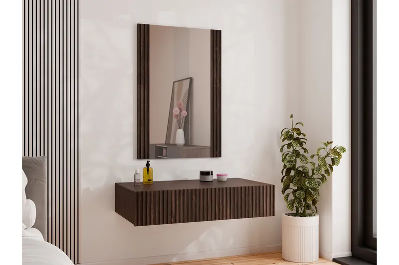 Hammarstrand svävande sminkbord med vägghängd spegel - 80x42 - Valnöt - Möbler - Bord & matgrupper - Sminkbord & toalettbord - Sminkbord med spegel