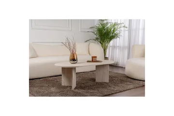 Hasina Ovalt Soffbord 119x60 cm med Travertinutseende - Vit - Möbler - Bord & matgrupper - Soffbord