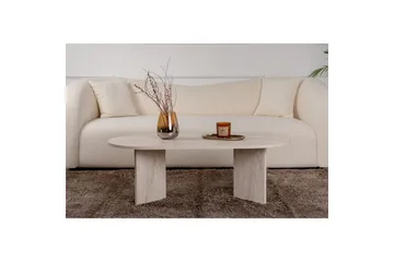 Hasina Ovalt Soffbord 119x60 cm med Travertinutseende - Vit - Möbler - Bord & matgrupper - Soffbord