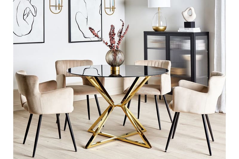 Hayder Matbord 105 cm Rund - Svart/Guld - Möbler - Bord & matgrupper - Matbord & köksbord