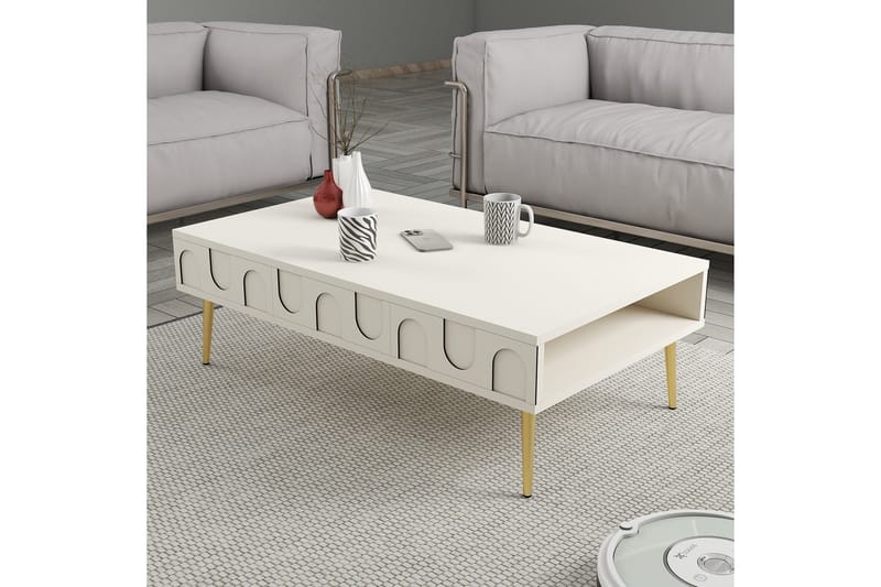 Hazim Soffbord 105 cm - Cream/Guld - M�öbler - Bord & matgrupper - Soffbord