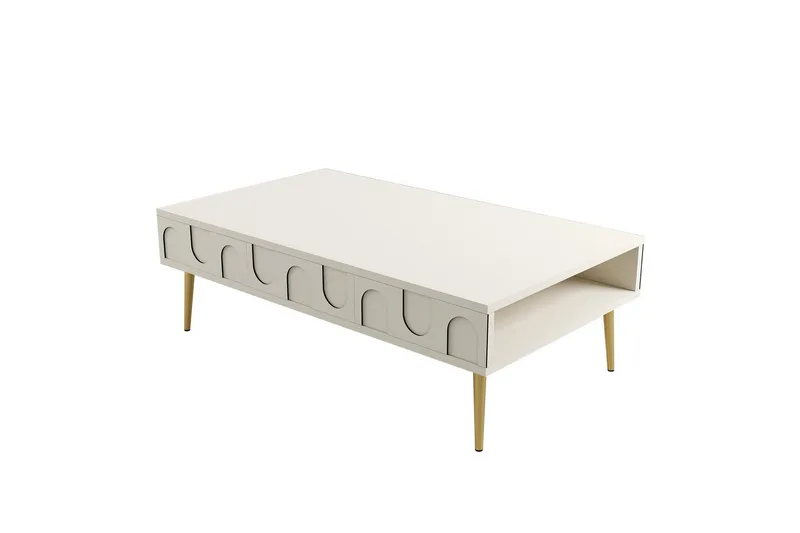 Hazim Soffbord 105 cm, Cream/Guld