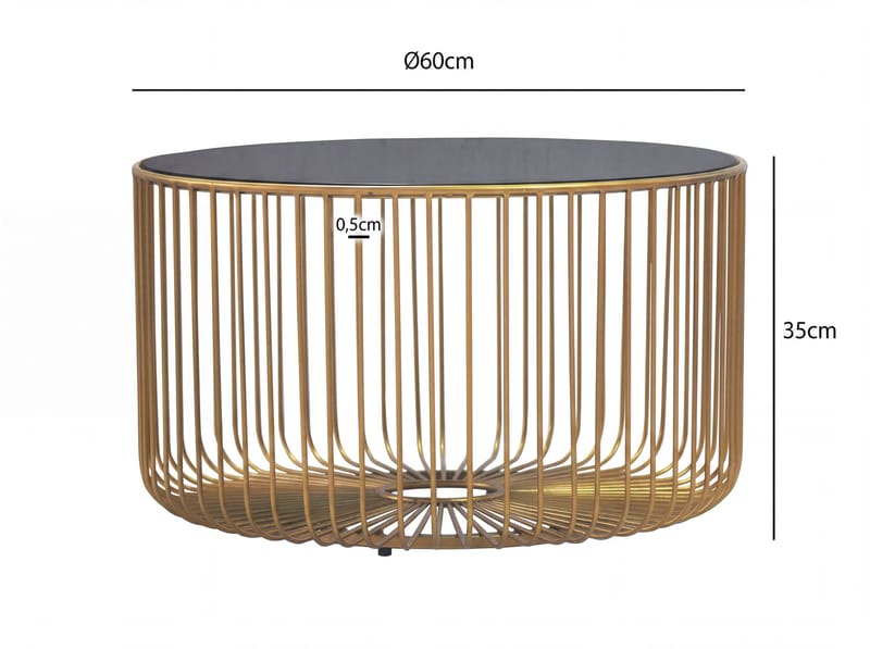 Helora Runt soffbord 60 cm i glas och metall - guld / svart - Möbler - Bord & matgrupper - Soffbord