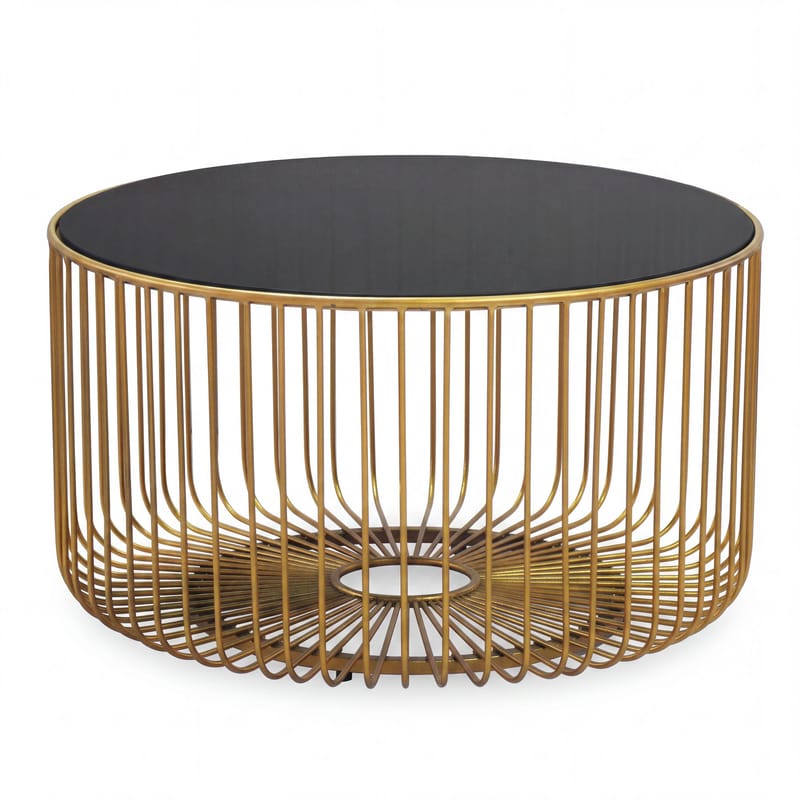 Helora Runt soffbord 60 cm i glas och metall - guld / svart - Möbler - Bord & matgrupper - Soffbord