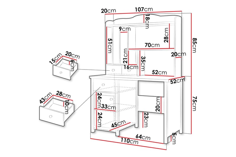 Hilts Sminkbord 110x52 cm - Grå - Möbler - Bord & matgrupper - Sminkbord & toalettbord