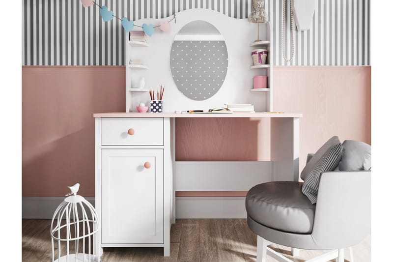 Hilts Sminkbord 110x52 cm - Vit/Rosa - Möbler - Bord & matgrupper - Sminkbord & toalettbord