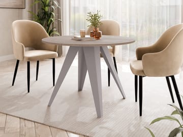 Hoban Matbord rund förlängningsbart 100-138 cm - Beige, brun - Möbler - Bord & matgrupper - Matbord & köksbord