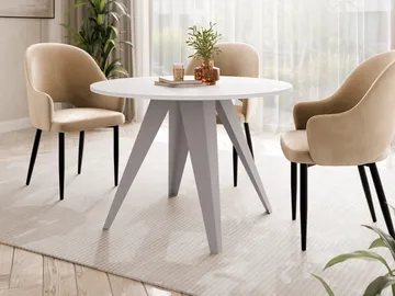 Hoban Matbord rund förlängningsbart 100-138 cm - Beige, vit - Möbler - Bord & matgrupper - Matbord & köksbord