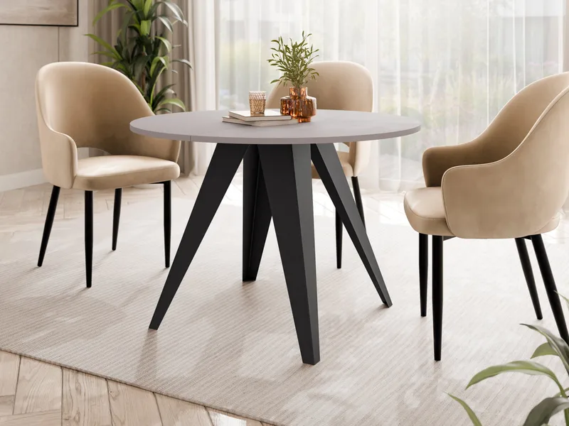 Hoban Matbord rund förlängningsbart 100-138 cm - Svart, beige - Möbler - Bord & matgrupper - Matbord & köksbord