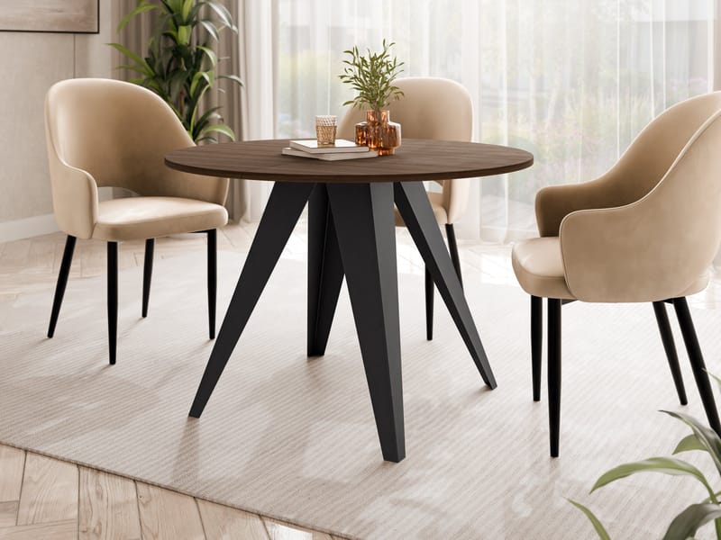 Hoban Matbord rund förlängningsbart 100-138 cm - Svart, brun - Möbler - Bord & matgrupper - Matbord & köksbord