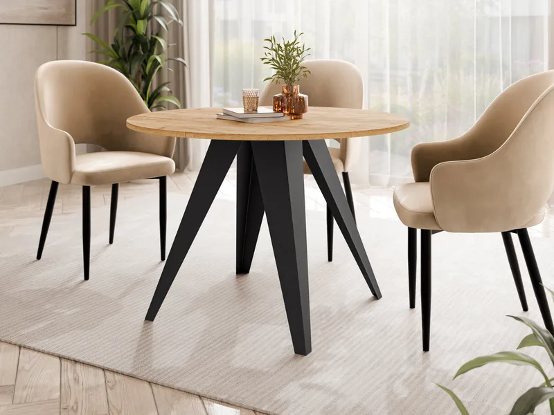 Hoban Matbord rund förlängningsbart 100-138 cm - Svart, natur - Möbler - Bord & matgrupper - Matbord & köksbord