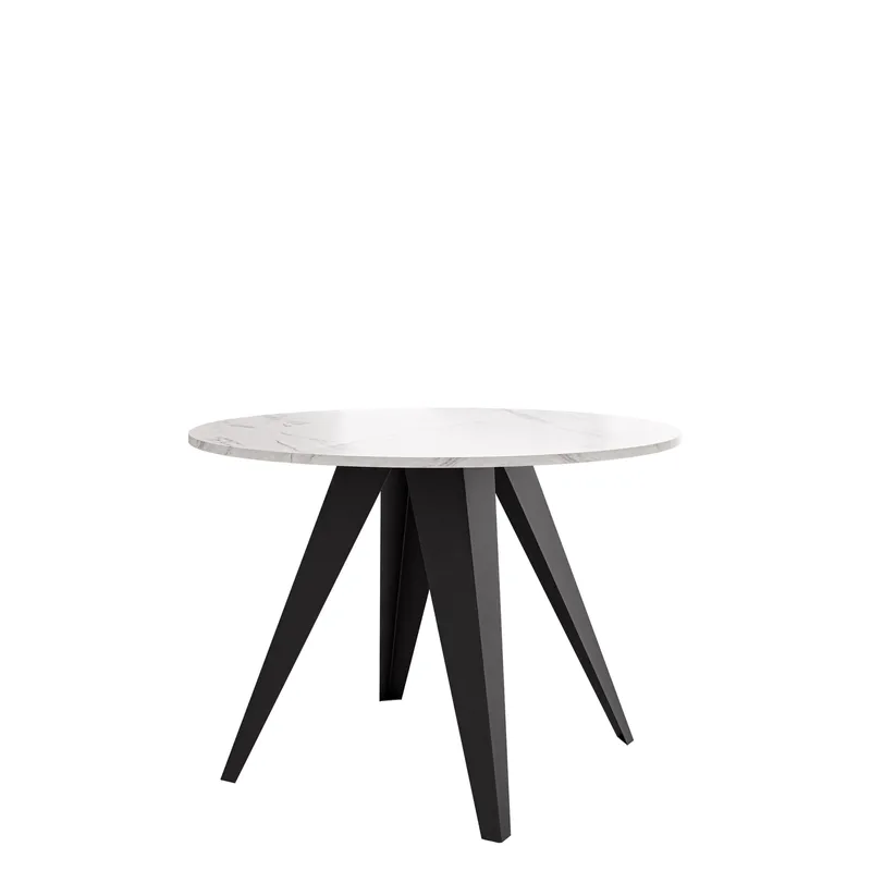 Hoban Matbord rund förlängningsbart 100-138 cm - Svart, vit (vit marmorskiva) - Möbler - Bord & matgrupper - Matbord & köksbord