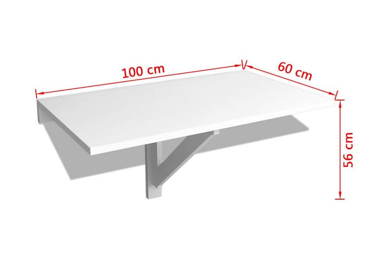 Vägghängt fällbord vit 100x60 cm - Vit - Möbler - Bord & matgrupper - Klaffbord & Hopfällbart bord