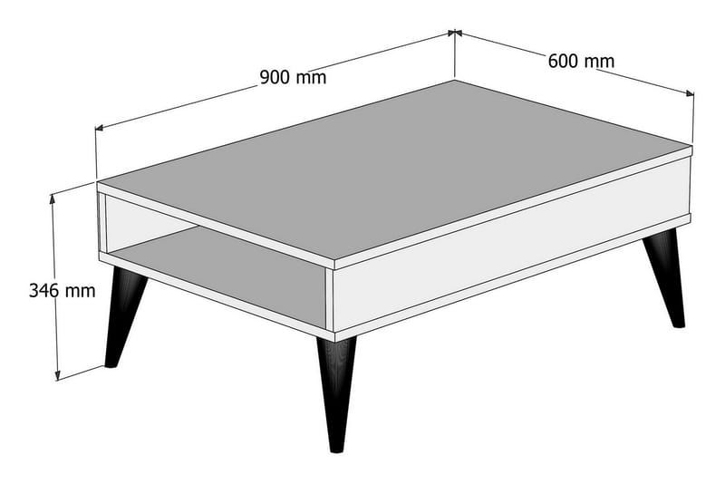 Hoptrup Soffbord 90 cm med Förvaring Hylla - Ekfärg - Soffbord