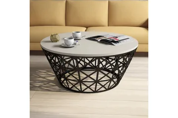 Hovdane Soffbord 90 cm Runt Avsmalnande - Krämvit/Svart - Möbler - Bord & matgrupper - Soffbord
