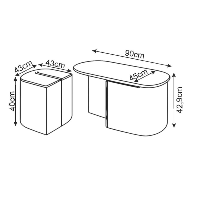 Hu Soffbordsset 90x42,9x45 cm - Svart - Möbler - Bord & matgrupper - Soffbord