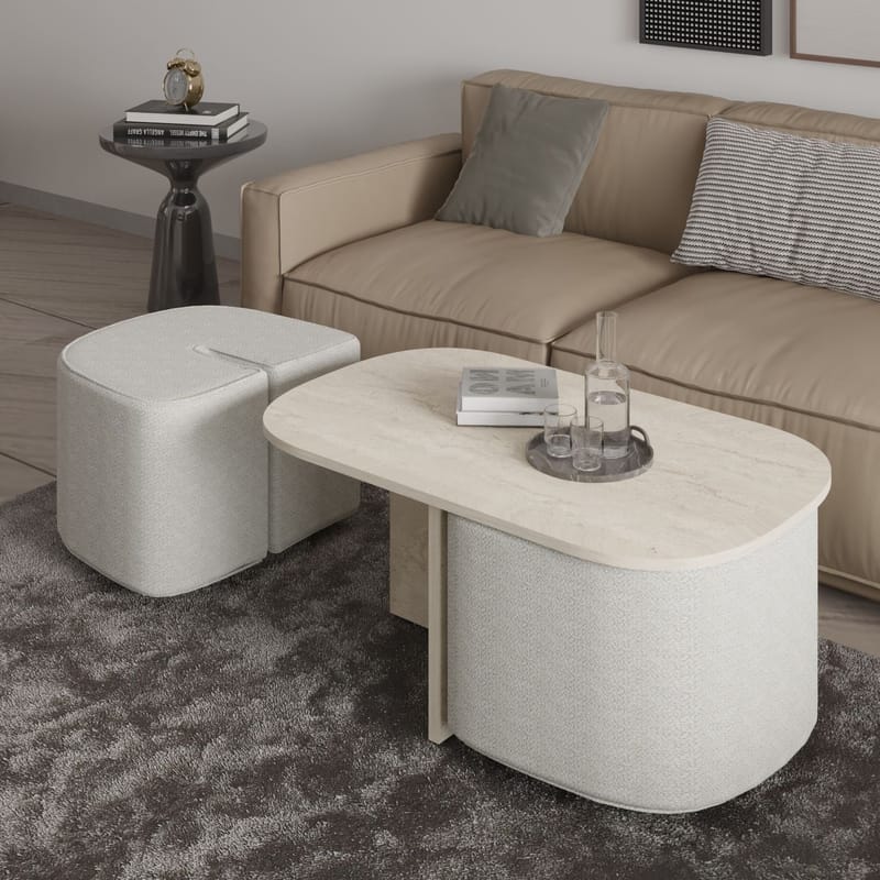 Hu Soffbordsset 90x42,9x45 cm - Travertin - Möbler - Bord & matgrupper - Soffbord