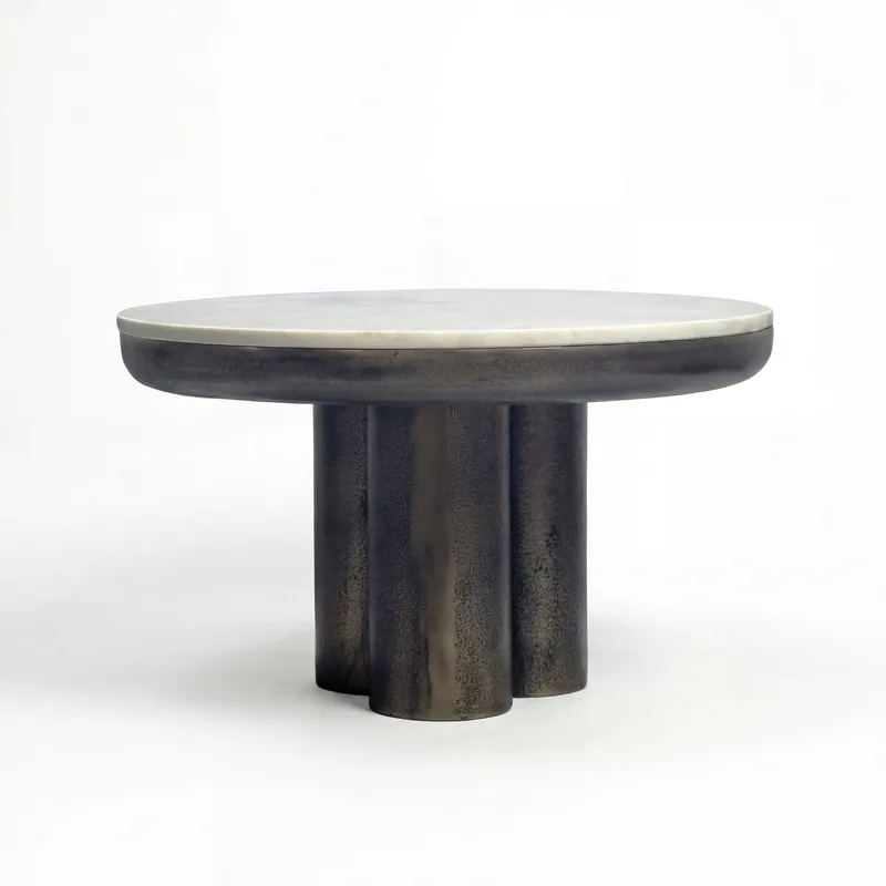 Ilvora Runt soffbord 60 cm i metall med marmorskiva - vit marmor antik svart brons - Möbler - Bord & matgrupper - Matbord & köksbord