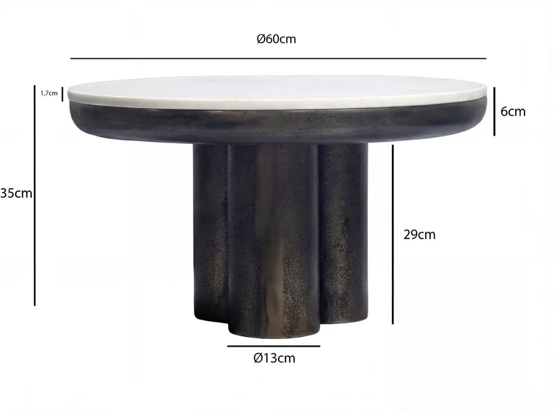Ilvora Runt soffbord 60 cm i metall med marmorskiva - vit marmor antik svart brons - Möbler - Bord & matgrupper - Matbord & köksbord