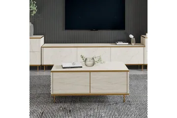 Imaj Soffbord 90 cm Rektangulärt med Lådor i Målat Trä - Beige - Möbler - Bord & matgrupper - Soffbord