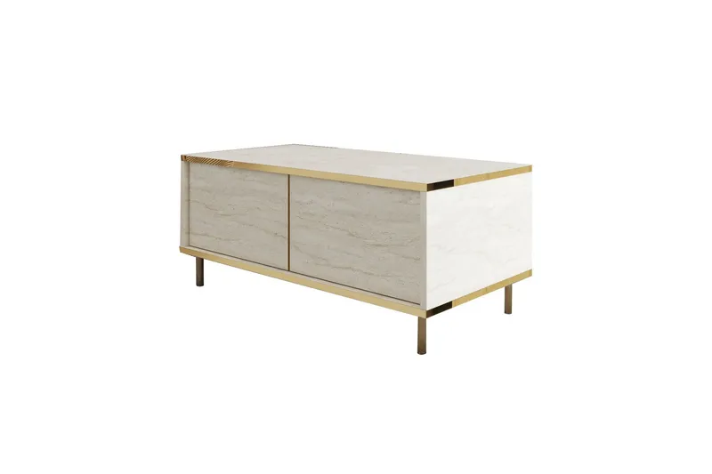 Imaj Soffbord 90 cm Rektangulärt med Lådor i Målat Trä, Beige