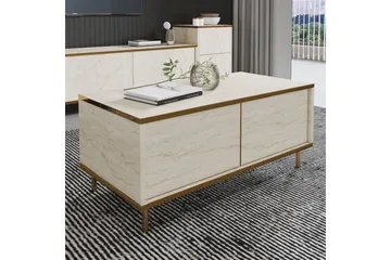 Imaj Soffbord 90 cm Rektangulärt med Lådor i Målat Trä - Beige - Möbler - Bord & matgrupper - Soffbord