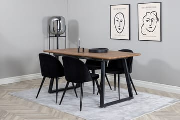 Inca Matgrupp 160 cm Rektangulär med 4 Velvet stolar - Möbler - Bord & matgrupper - Matgrupper