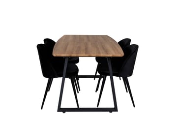 Inca Matgrupp 160 cm Rektangulär med 4 Velvet stolar - Möbler - Bord & matgrupper - Matgrupper