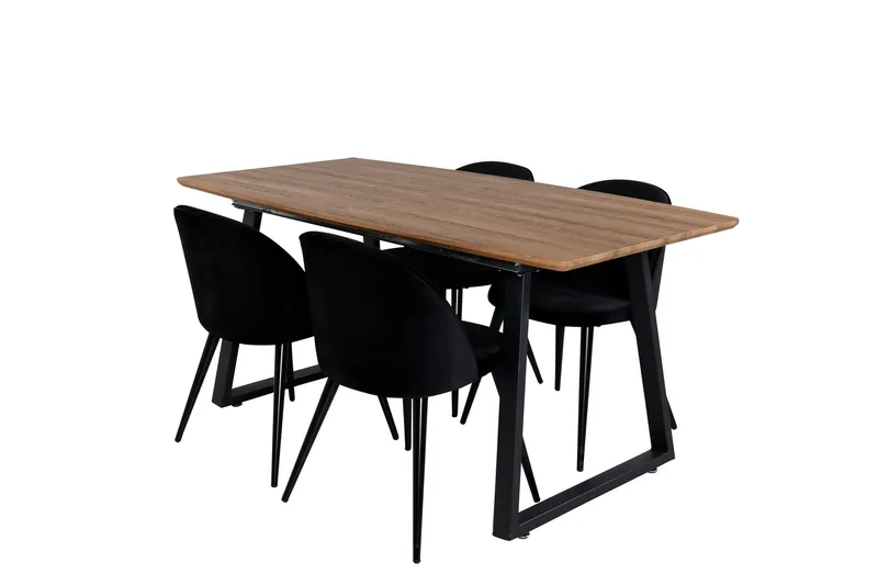 Inca Matgrupp 160 cm Rektangulär med 4 Velvet stolar - Möbler - Bord & matgrupper - Matgrupper