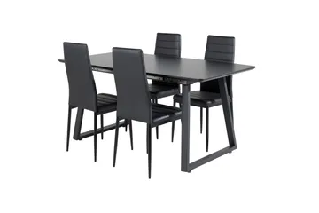 Inca Matgrupp Förlängningsbar 160 cm Rektangulär med 4 Slim stolar - Möbler - Bord & matgrupper - Matgrupper