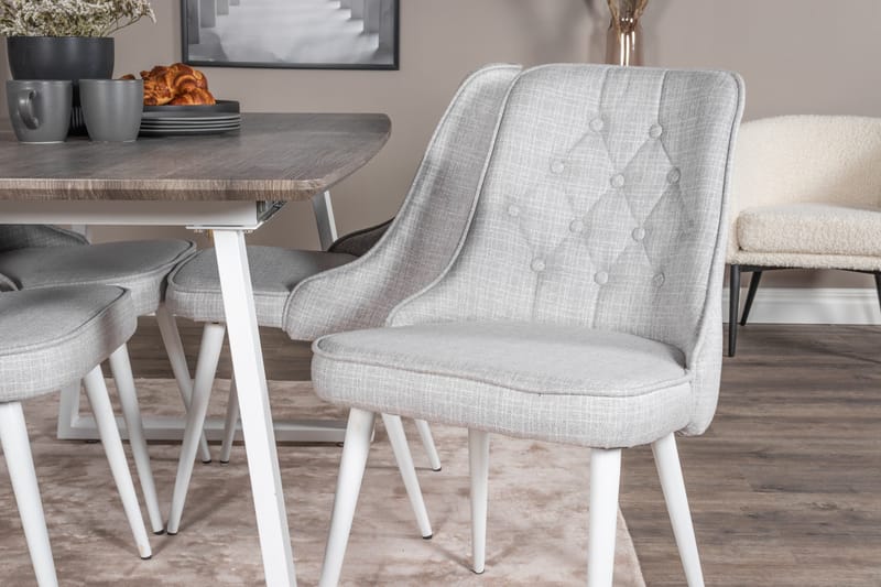 Inca Matgrupp Förlängningsbar 160 cm Rektangulär med 4 Velvet Deluxe stolar - Ljusgrå - Möbler - Bord & matgrupper - Matgrupper