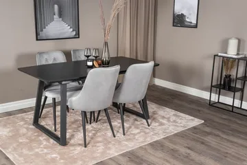 Inca Matgrupp Förlängningsbar 160 cm Rektangulär med 4 Velvet Deluxe stolar - Svart/Ljusgrå - Möbler - Bord & matgrupper - Matgrupper