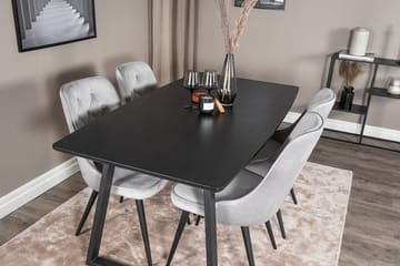 Inca Matgrupp Förlängningsbar 160 cm Rektangulär med 4 Velvet Deluxe stolar - Svart/Ljusgrå - Möbler - Bord & matgrupper - Matgrupper