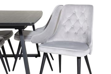 Inca Matgrupp Förlängningsbar 160 cm Rektangulär med 4 Velvet Deluxe stolar - Svart/Ljusgrå - Möbler - Bord & matgrupper - Matgrupper