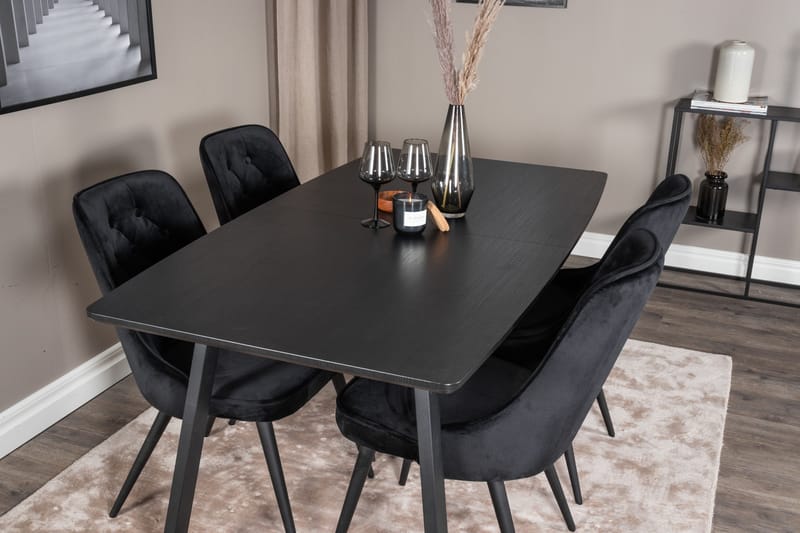 Inca Matgrupp Förlängningsbar 160 cm Rektangulär med 4 Velvet Deluxe stolar - Möbler - Bord & matgrupper - Matgrupper