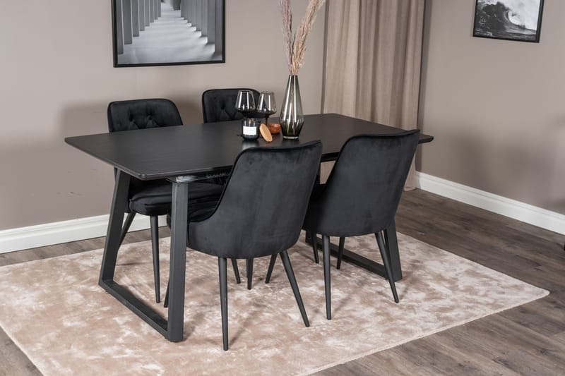 Inca Matgrupp Förlängningsbar 160 cm Rektangulär med 4 Velvet Deluxe stolar - Möbler - Bord & matgrupper - Matgrupper