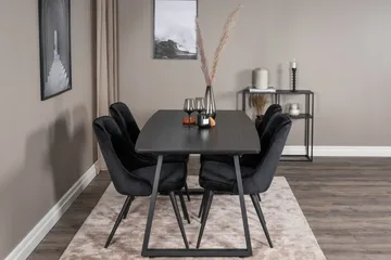 Inca Matgrupp Förlängningsbar 160 cm Rektangulär med 4 Velvet Deluxe stolar - Möbler - Bord & matgrupper - Matgrupper