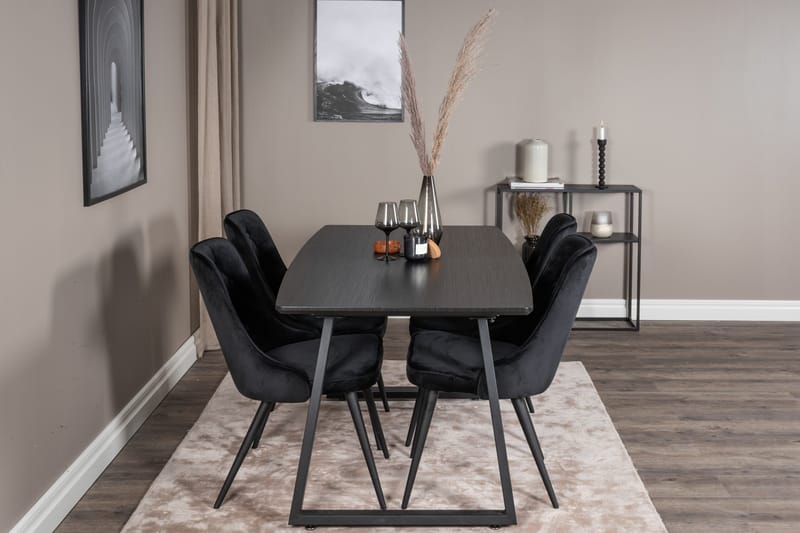 Inca Matgrupp Förlängningsbar 160 cm Rektangulär med 4 Velvet Deluxe stolar - Möbler - Bord & matgrupper - Matgrupper