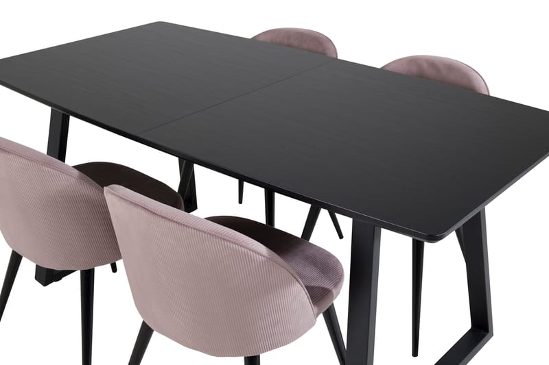 Inca Matgrupp Förlängningsbar 160 cm Rektangulär med 4 Velvet stolar - Möbler - Bord & matgrupper - Matgrupper