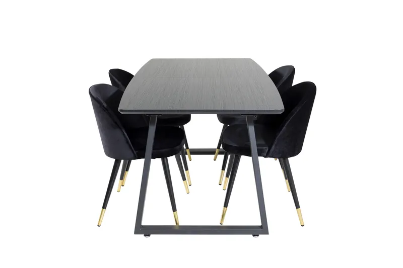 Inca Matgrupp Förlängningsbar 160 cm Rektangulär med 4 Velvet stolar, undefined