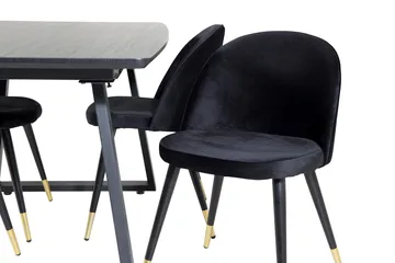 Inca Matgrupp Förlängningsbar 160 cm Rektangulär med 4 Velvet stolar - Möbler - Bord & matgrupper - Matgrupper
