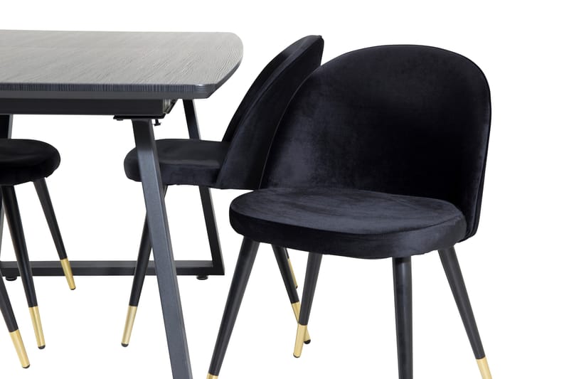 Inca Matgrupp Förlängningsbar 160 cm Rektangulär med 4 Velvet stolar - Möbler - Bord & matgrupper - Matgrupper