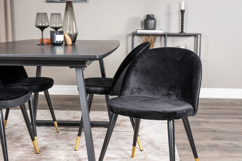 Inca Matgrupp Förlängningsbar 160 cm Rektangulär med 4 Velvet stolar - Möbler - Bord & matgrupper - Matgrupper